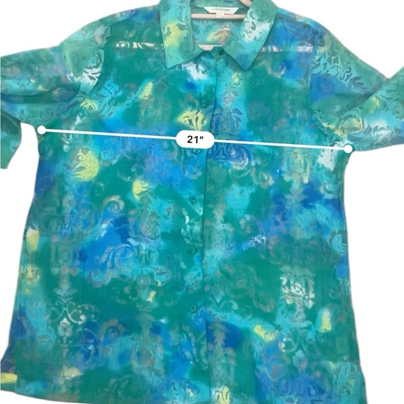 Y2K burnout sheer button down colorful 3/4 sleeve medium - Picture 3 of 7